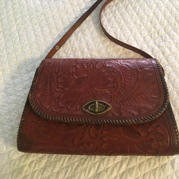 Vintage Mexican Western tooled leather bag - Picture 11 of 11